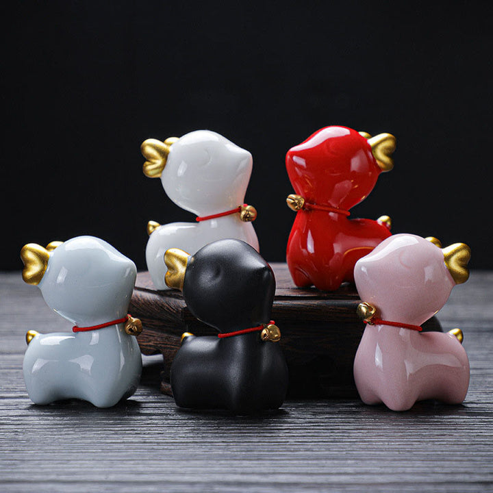 Buddha Stones Mini Jeleń Herbata Zwierzę Ceramiczne Figurka Dekoracja Biurka Domowego
