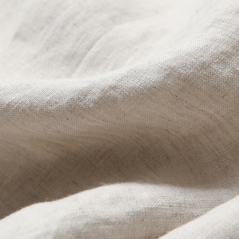 Buddha Stones Spodnie z wysokim stanem, szeroką nogawką, bawełną i lnem, w jednolitym kolorze, z kieszeniami - image 13