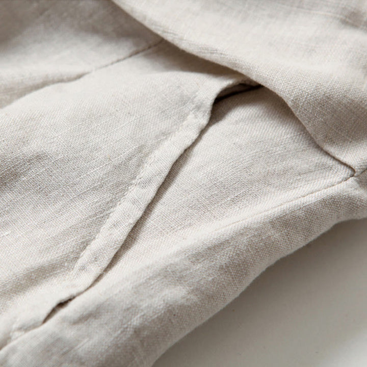 Buddha Stones Spodnie z wysokim stanem, szeroką nogawką, bawełną i lnem, w jednolitym kolorze, z kieszeniami - image 16