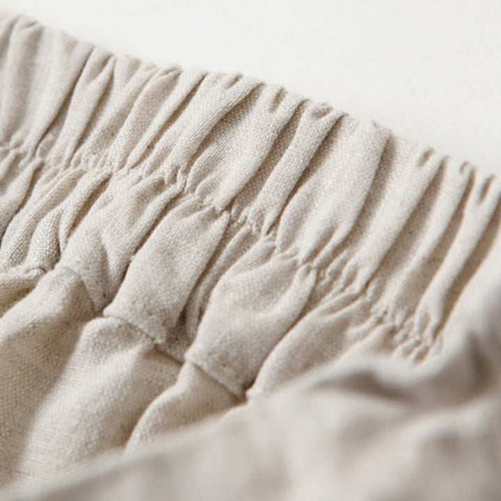 Buddha Stones Spodnie z wysokim stanem, szeroką nogawką, bawełną i lnem, w jednolitym kolorze, z kieszeniami - image 12