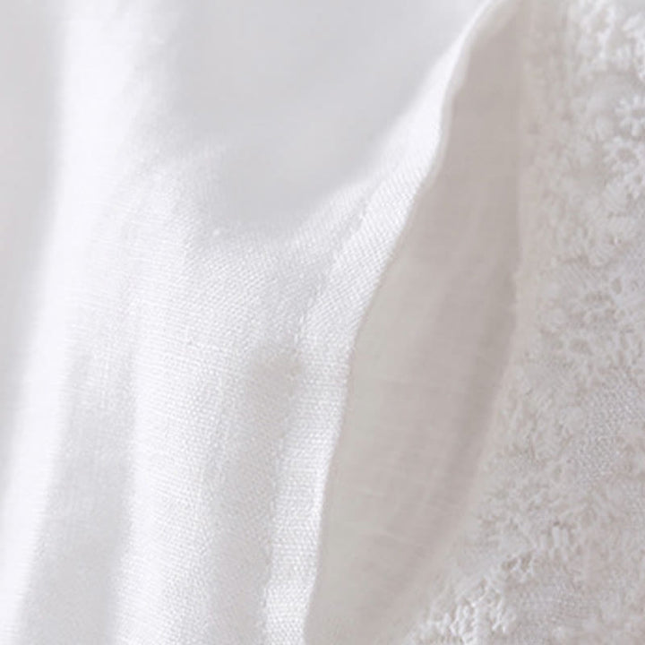 Buddha Stones Jednokolorowe Kwiaty Haftowane Boki Spodnie Damskie Lniane Z Kieszeniami