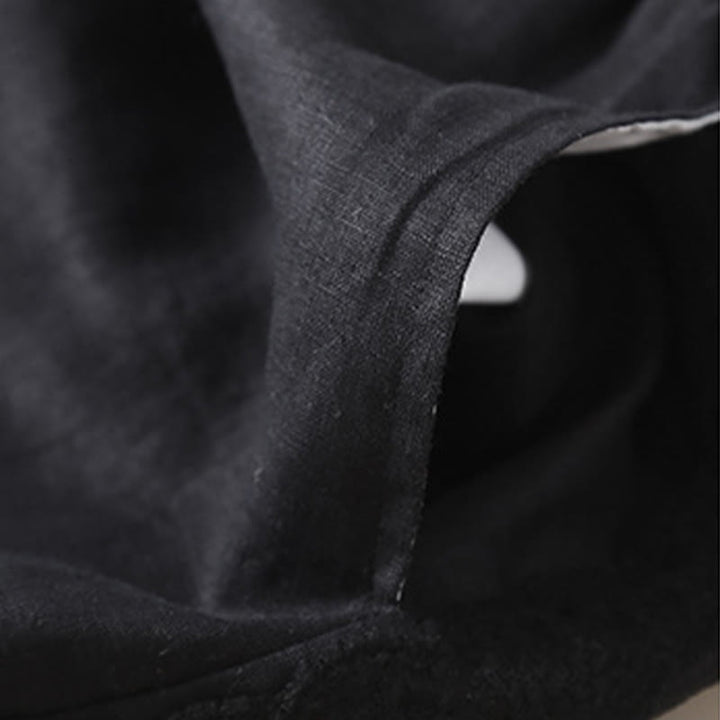 Buddha Stones Jednokolorowe Kwiaty Haftowane Boki Spodnie Damskie Lniane Z Kieszeniami