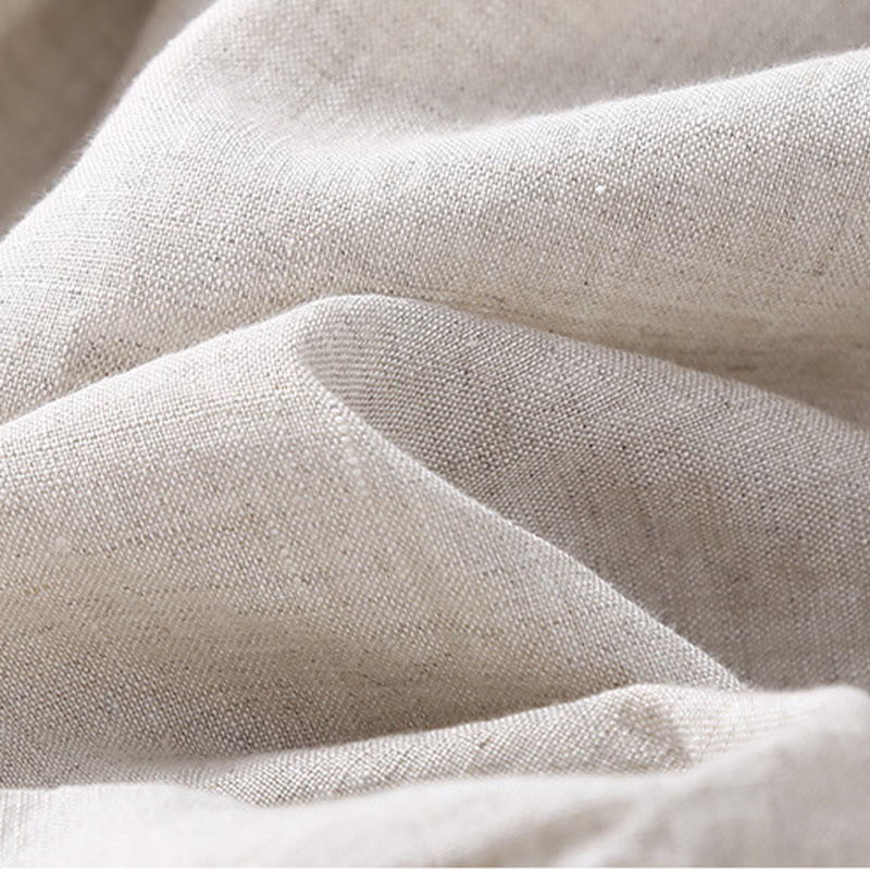 Buddha Stones Jednokolorowe Kwiaty Haftowane Boki Spodnie Damskie Lniane Z Kieszeniami