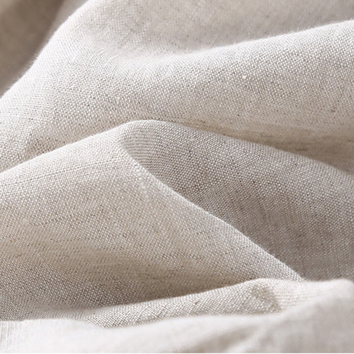 Buddha Stones Jednokolorowe Kwiaty Haftowane Boki Spodnie Damskie Lniane Z Kieszeniami