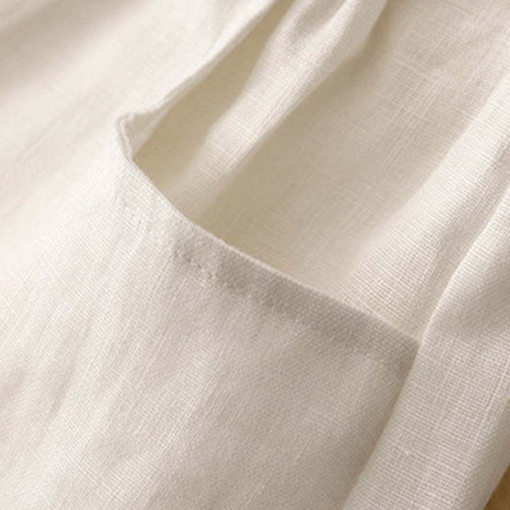 Buddha Stones Casualowe Gładkie Jednokolorowe Lniane Spodnie Damskie Z Kieszeniami - image 16