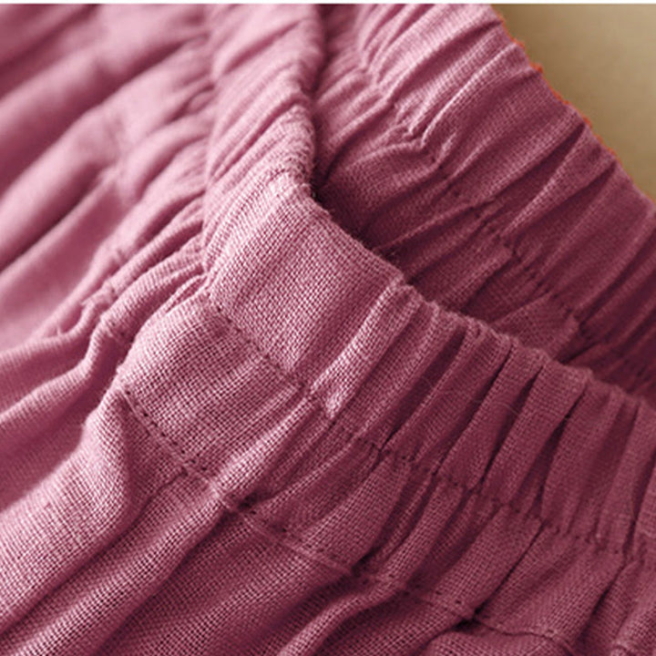 Buddha Stones Casualowe Gładkie Jednokolorowe Lniane Spodnie Damskie Z Kieszeniami - image 4