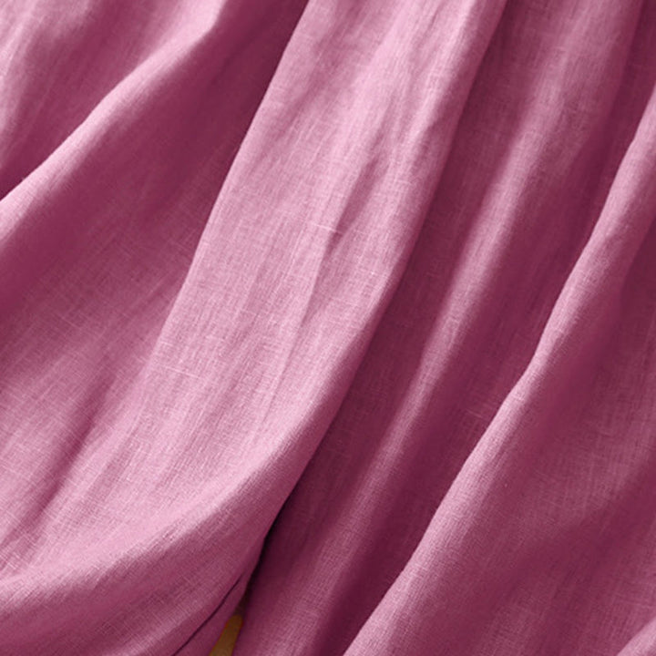 Buddha Stones Casualowe Gładkie Jednokolorowe Lniane Spodnie Damskie Z Kieszeniami - image 10