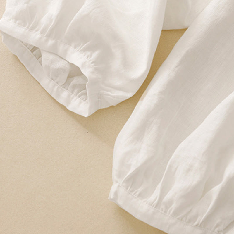 Buddha Stones Casualowe Gładkie Jednokolorowe Lniane Spodnie Damskie Z Kieszeniami - image 17