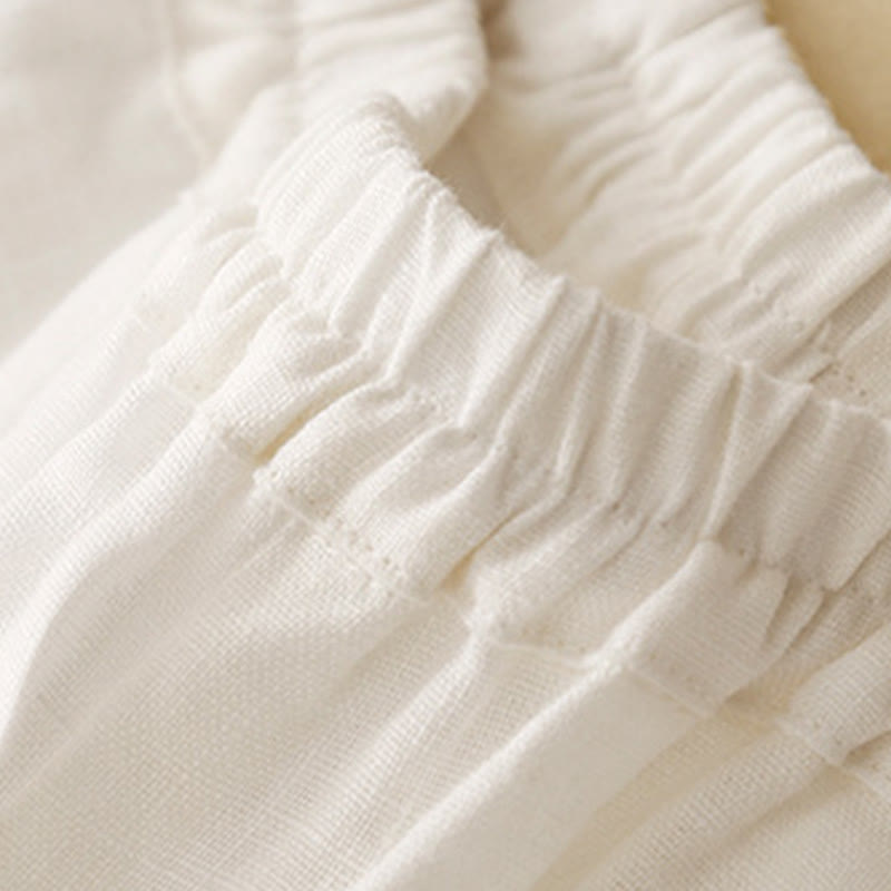 Buddha Stones Casualowe Gładkie Jednokolorowe Lniane Spodnie Damskie Z Kieszeniami - image 15