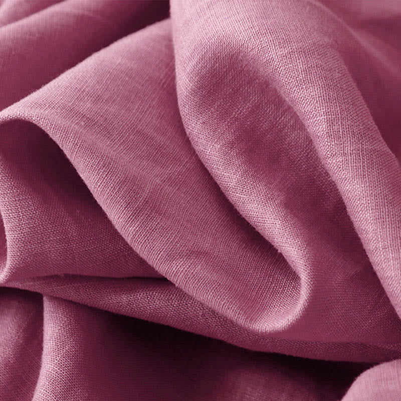 Buddha Stones Casualowe Gładkie Jednokolorowe Lniane Spodnie Damskie Z Kieszeniami - image 9