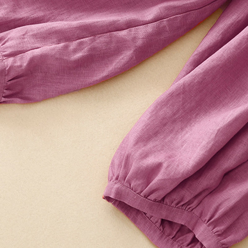 Buddha Stones Casualowe Gładkie Jednokolorowe Lniane Spodnie Damskie Z Kieszeniami - image 12