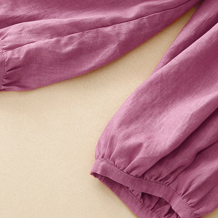 Buddha Stones Casualowe Gładkie Jednokolorowe Lniane Spodnie Damskie Z Kieszeniami - image 12