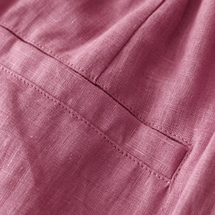 Buddha Stones Casualowe Gładkie Jednokolorowe Lniane Spodnie Damskie Z Kieszeniami - image 8