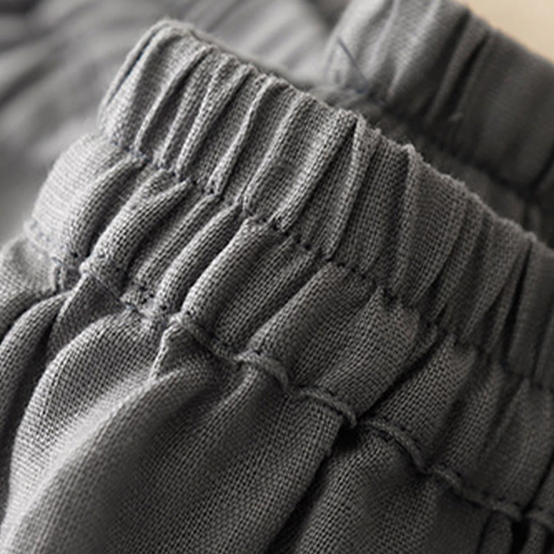 Buddha Stones Casualowe Gładkie Jednokolorowe Lniane Spodnie Damskie Z Kieszeniami - image 20