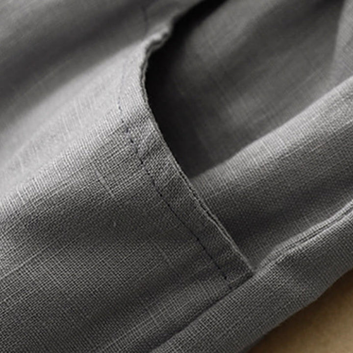 Buddha Stones Casualowe Gładkie Jednokolorowe Lniane Spodnie Damskie Z Kieszeniami - image 21