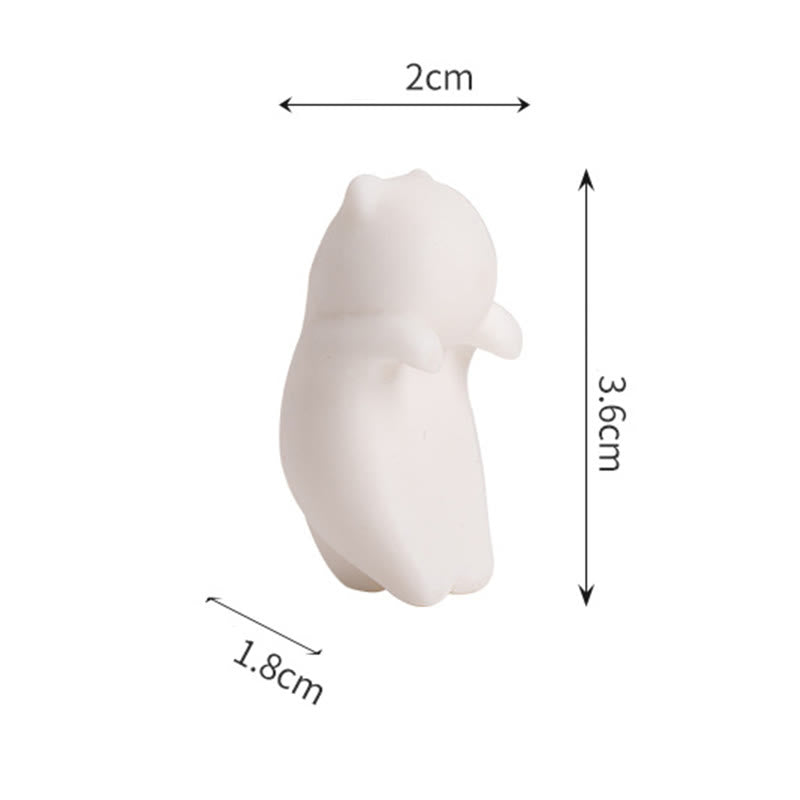 Buddha Stones Mini Wiszące Białe Koty Herbata Zwierzę Ceramiczne Figurki Dekoracja Biurka Domowego