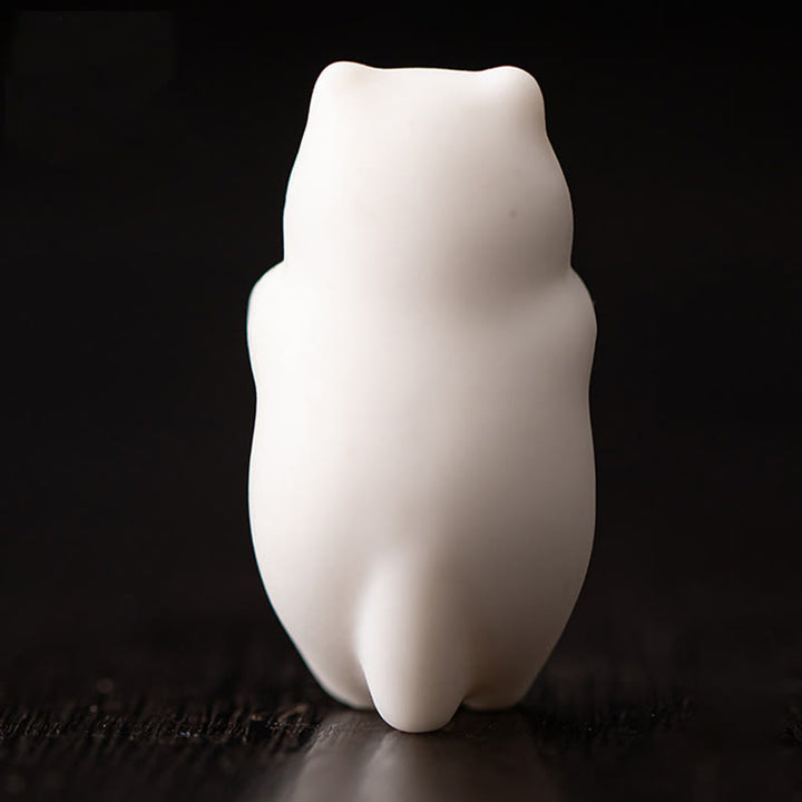 Buddha Stones Mini Wiszące Białe Koty Herbata Zwierzę Ceramiczne Figurki Dekoracja Biurka Domowego