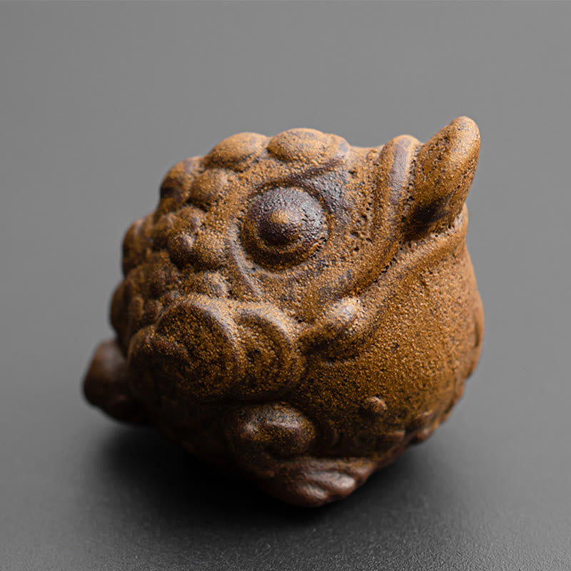 Buddha Stones Mini Stojący Kot Feng Shui Żaba Ropucha Herbata Zwierzę Ceramiczne Figurka Biurko Dekoracja Domu - Feng Shui Żaba Ropucha 5*4,5*4,5 cm - image 11
