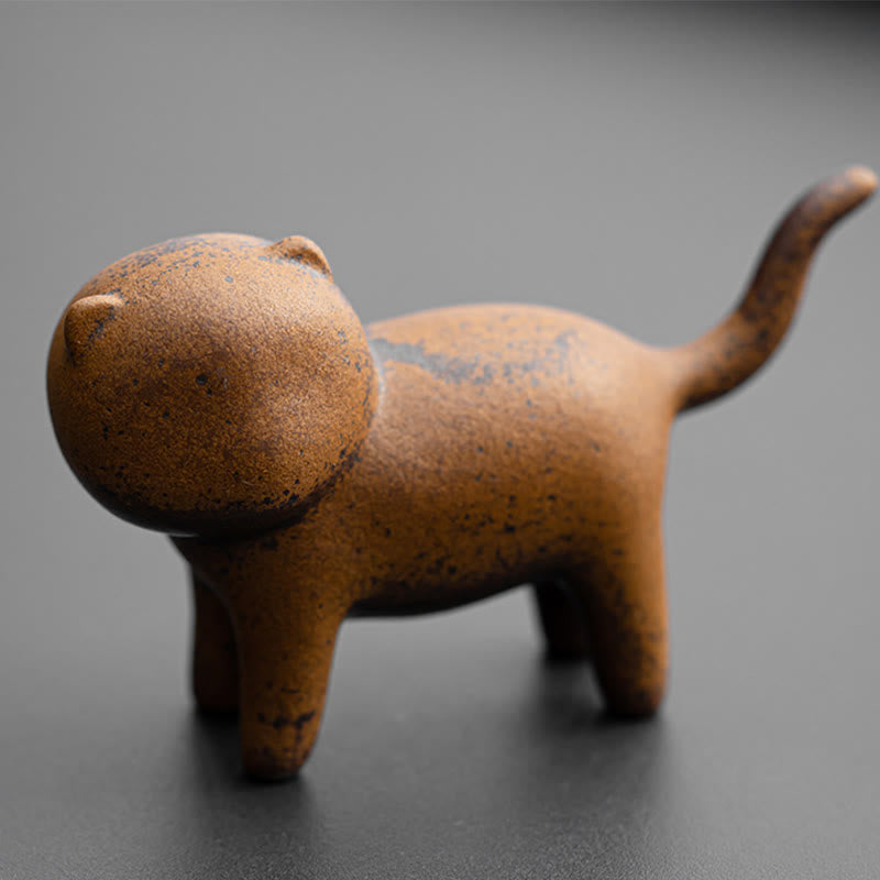 Buddha Stones Mini Stojący Kot Feng Shui Żaba Ropucha Herbata Zwierzę Ceramiczne Figurka Biurko Dekoracja Domu - image 1