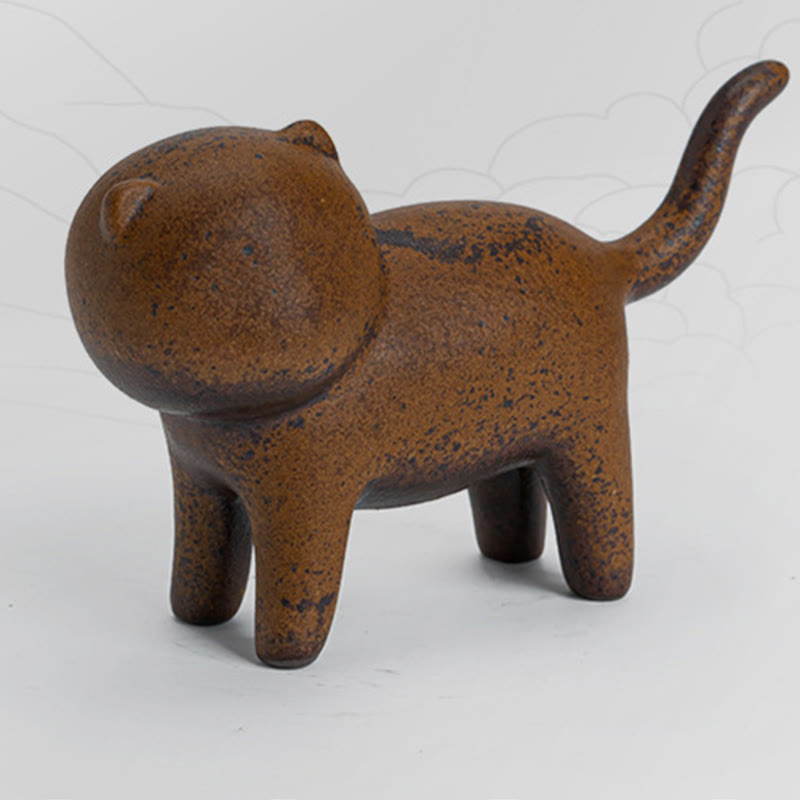 Buddha Stones Mini Stojący Kot Feng Shui Żaba Ropucha Herbata Zwierzę Ceramiczne Figurka Biurko Dekoracja Domu - image 10