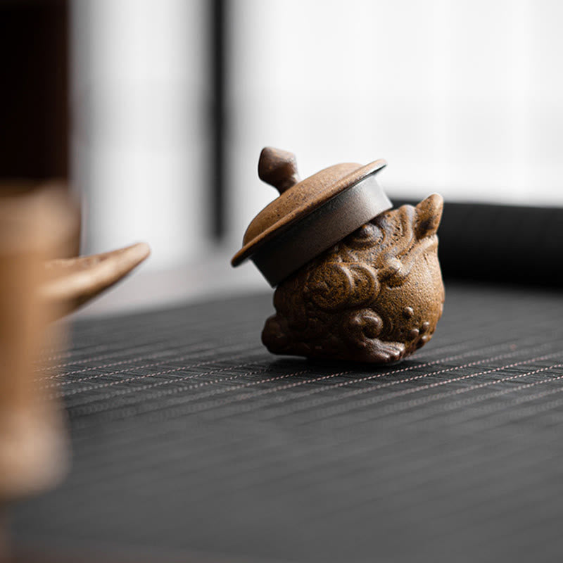 Buddha Stones Mini Stojący Kot Feng Shui Żaba Ropucha Herbata Zwierzę Ceramiczne Figurka Biurko Dekoracja Domu - image 13