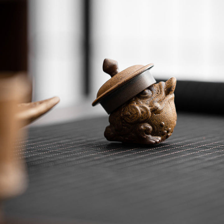 Buddha Stones Mini Stojący Kot Feng Shui Żaba Ropucha Herbata Zwierzę Ceramiczne Figurka Biurko Dekoracja Domu - image 13