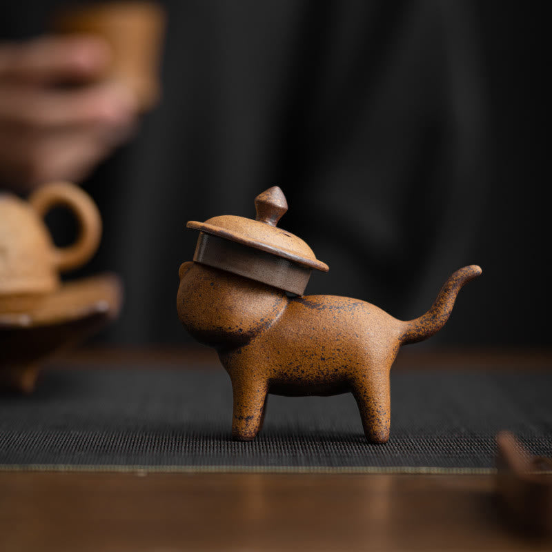 Buddha Stones Mini Stojący Kot Feng Shui Żaba Ropucha Herbata Zwierzę Ceramiczne Figurka Biurko Dekoracja Domu - image 4