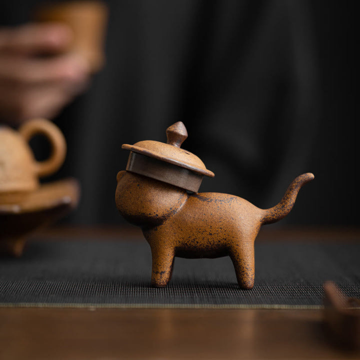 Buddha Stones Mini Stojący Kot Feng Shui Żaba Ropucha Herbata Zwierzę Ceramiczne Figurka Biurko Dekoracja Domu - image 3