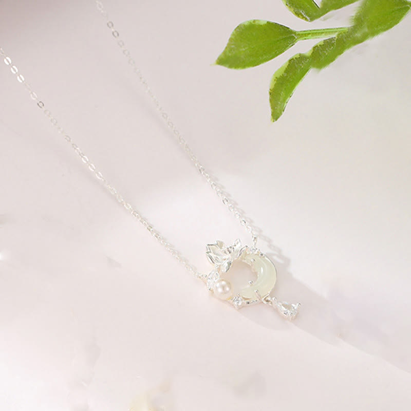 Buddha Stones Hetian Jade 925 Srebro Sterlingowe Naszyjnik z Perłą Cyrkonia Wisiorek - image 7