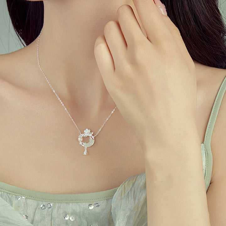 Buddha Stones Hetian Jade 925 Srebro Sterlingowe Naszyjnik z Perłą Cyrkonia Wisiorek - image 4