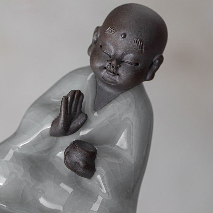 Buddha Stones Mały Kapelusz Mnicha Zen Sitko Ceramiczne Akcesoria Do Herbaty Figurka Dekoracja Domu
