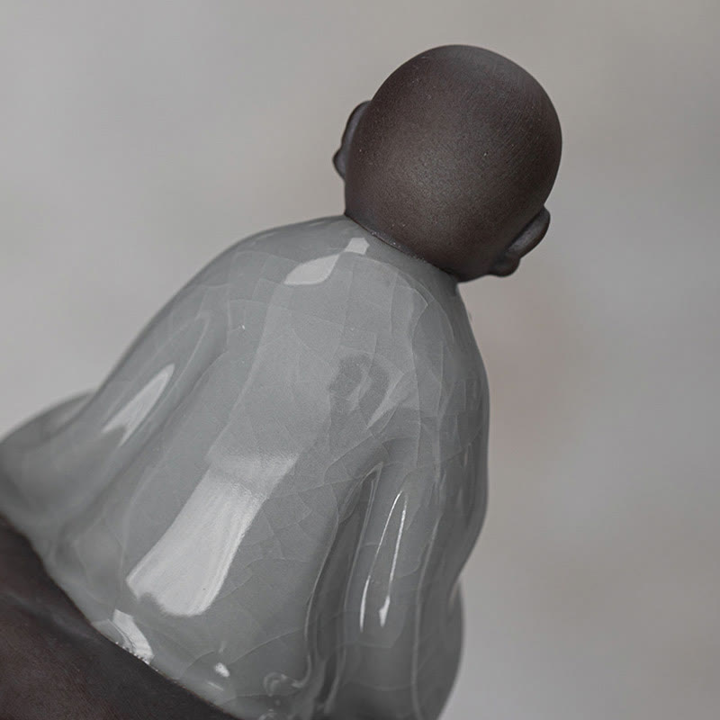 Buddha Stones Mały Kapelusz Mnicha Zen Sitko Ceramiczne Akcesoria Do Herbaty Figurka Dekoracja Domu
