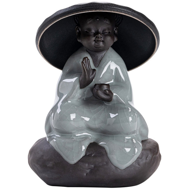Buddha Stones Mały Kapelusz Mnicha Zen Sitko Ceramiczne Akcesoria Do Herbaty Figurka Dekoracja Domu