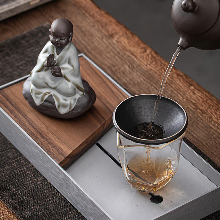 Buddha Stones Mały Kapelusz Mnicha Zen Sitko Ceramiczne Akcesoria Do Herbaty Figurka Dekoracja Domu