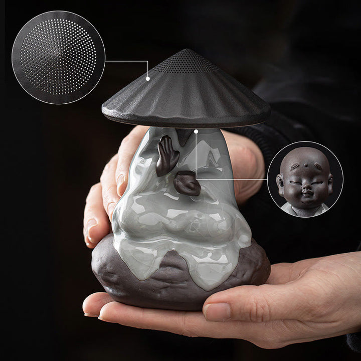 Buddha Stones Mały Kapelusz Mnicha Zen Sitko Ceramiczne Akcesoria Do Herbaty Figurka Dekoracja Domu - image 15