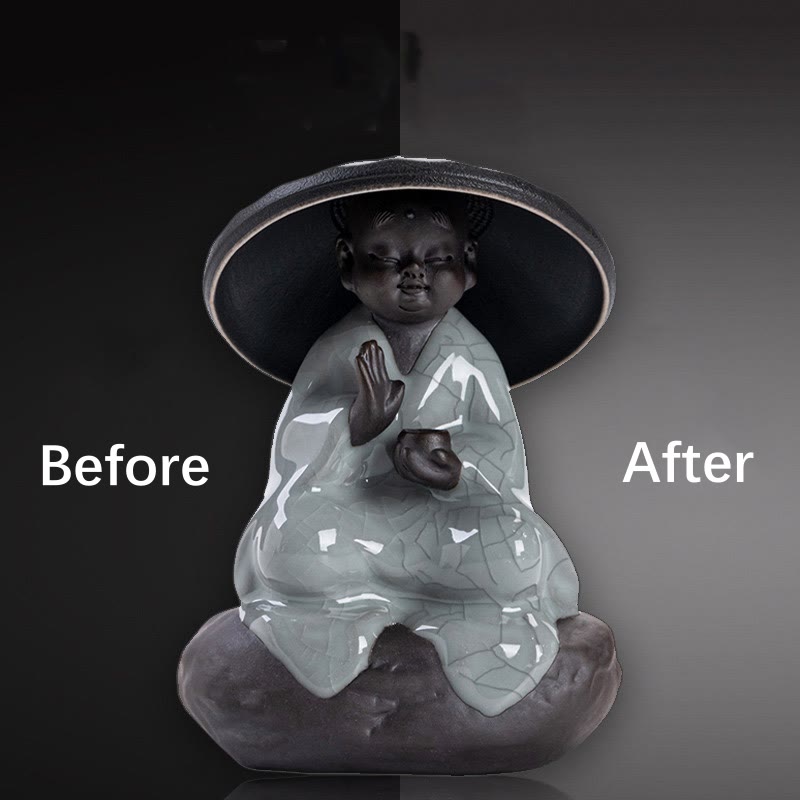 Buddha Stones Mały Kapelusz Mnicha Zen Sitko Ceramiczne Akcesoria Do Herbaty Figurka Dekoracja Domu