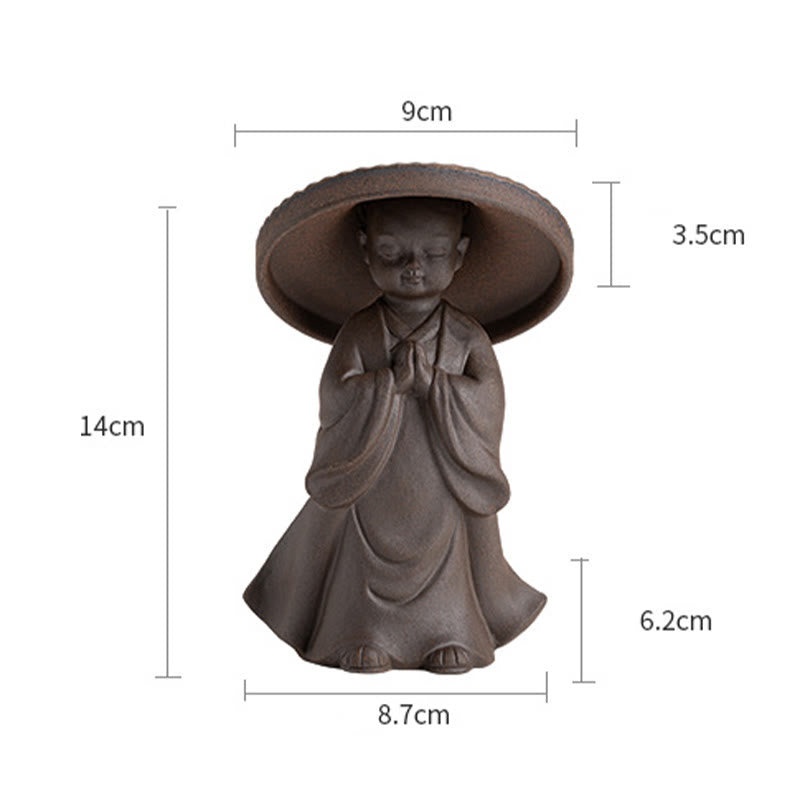 Buddha Stones Mały Brązowy Kapelusz Mnicha Sitko Ceramiczne Akcesoria Do Herbaty Figurka Dekoracja Biurka Zen Dom