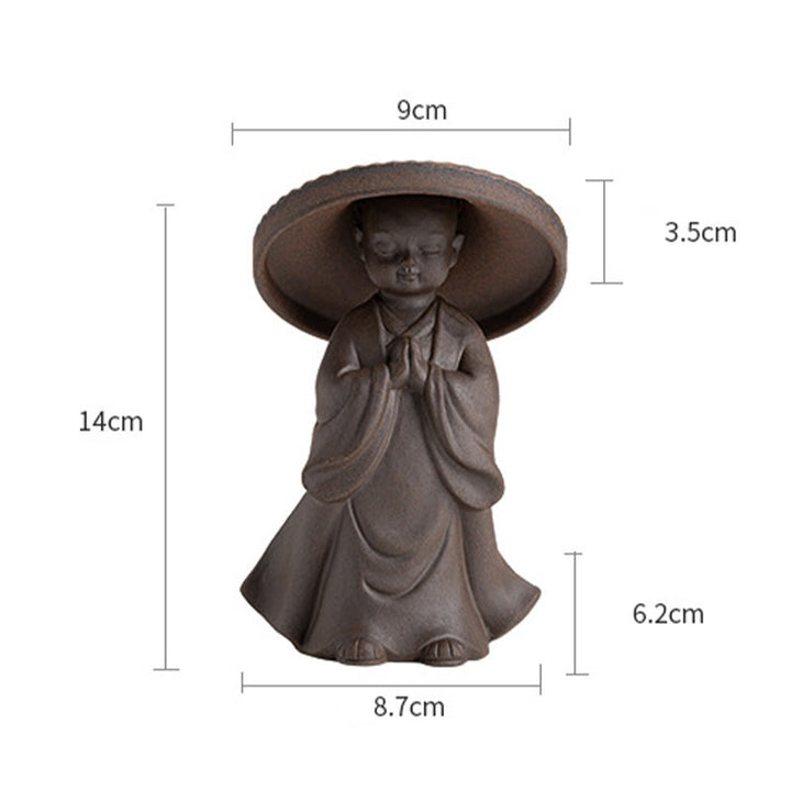 Buddha Stones Mały Brązowy Kapelusz Mnicha Sitko Ceramiczne Akcesoria Do Herbaty Figurka Dekoracja Biurka Zen Dom