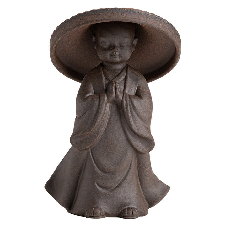 Buddha Stones Mały Brązowy Kapelusz Mnicha Sitko Ceramiczne Akcesoria Do Herbaty Figurka Dekoracja Biurka Zen Dom