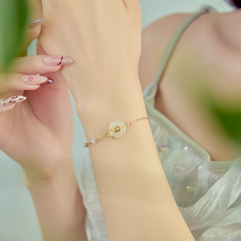 Bransoletka Buddha Stones Hetian Jade 925 Srebro Sterling Cyrkonia Sześcienna Klamra Pokoju Szczęścia - image 3