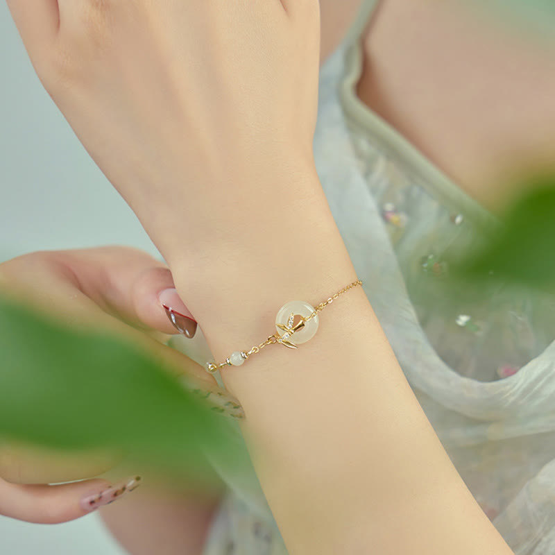 Bransoletka Buddha Stones Hetian Jade 925 Srebro Sterling Cyrkonia Sześcienna Klamra Pokoju Szczęścia - image 2