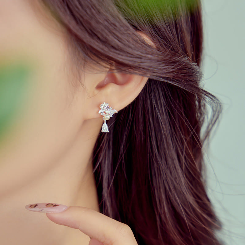 Kolczyki z Buddha Stones Hetian Jade 925 Srebro Sterlingowe Cyrkonia Perła Obfitość  - image 7