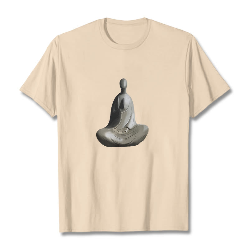 Koszulka z bawełny z motywem Buddha Stones w kolorze szarym i bezpostaciowym - For - 2XL - image 5