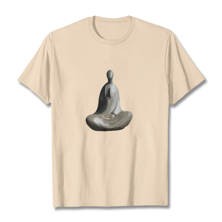 Koszulka z bawełny z motywem Buddha Stones w kolorze szarym i bezpostaciowym - For - 2XL - image 5