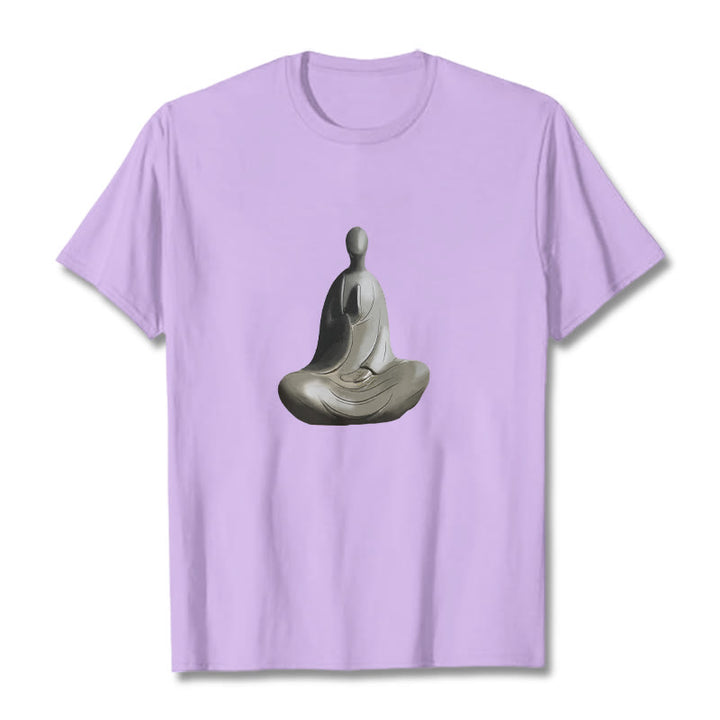Koszulka z bawełny z motywem Buddha Stones w kolorze szarym i bezpostaciowym - Śliwka - 2XL - image 16