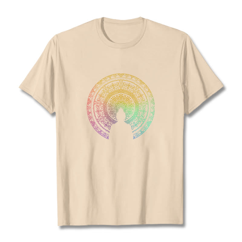 Buddha Stones Kolorowy Gradient Mandala Budda Bawełniana Koszulka T-shirt - For - 2XL - image 10