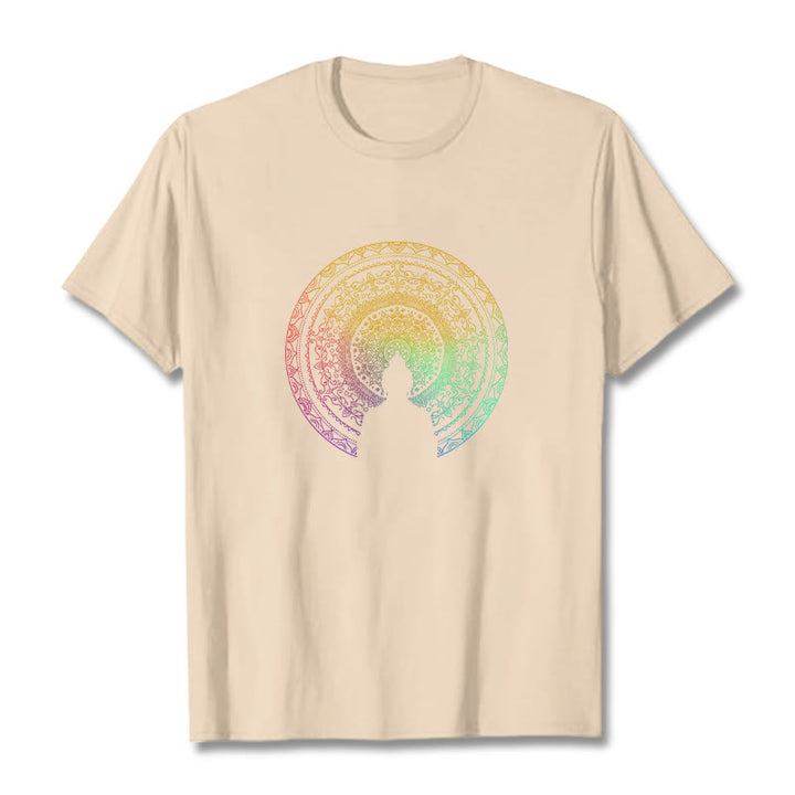 Buddha Stones Kolorowy Gradient Mandala Budda Bawełniana Koszulka T-shirt - For - 2XL - image 10