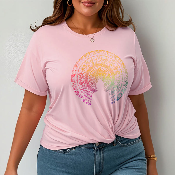 Buddha Stones Kolorowy Gradient Mandala Budda Bawełniana Koszulka T-shirt - image 18