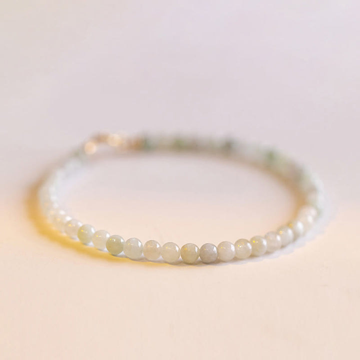 Buddha Stones 2 mm Jadeit Ultra cienkie koraliki 14k pozłacana miedź bransoletka szczęścia