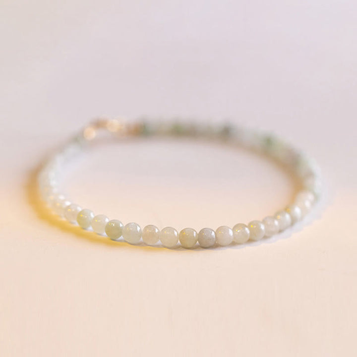 Buddha Stones 2 mm Jadeit Ultra cienkie koraliki 14k pozłacana miedź bransoletka szczęścia